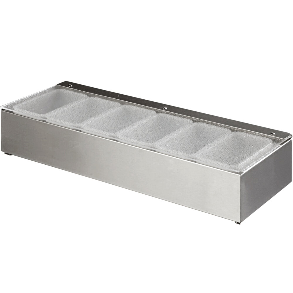 Carlisle 38706C Stainless Steel Condiment Bar with (6) 1