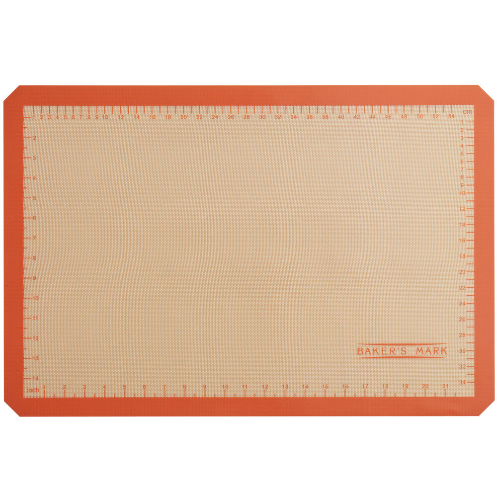 Baker's Mark 16 1/2 x 24 1/2 Full Size Heavy-Duty Orange Indexed Silicone Non-Stick Baking Mat