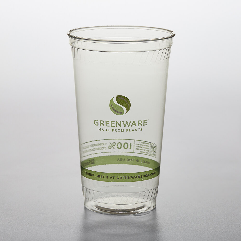 FabriKal GC32 Greenware 32 oz. Compostable Printed Plastic Cold Cup