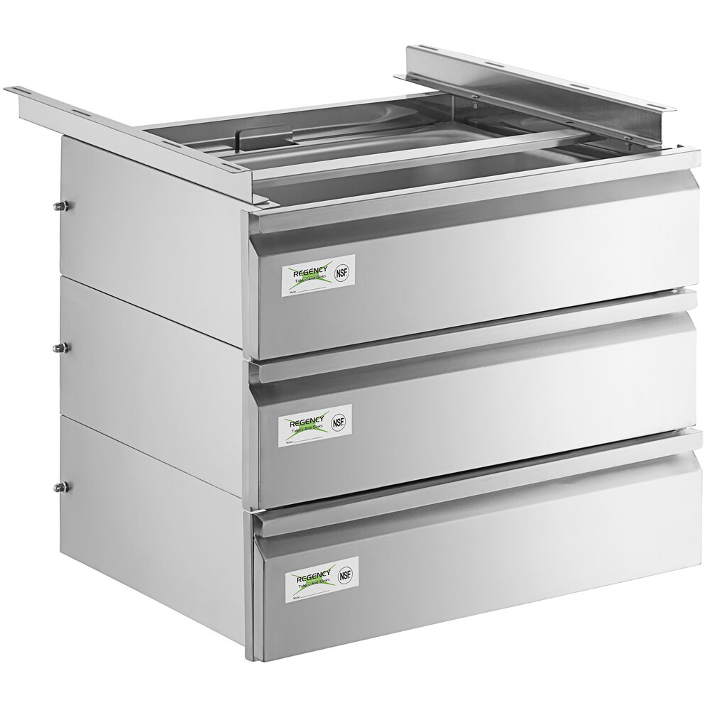 Regency 15 inch x 20 inch x 5 inch Triple-Stacked Drawer Set with Stainless Steel Front