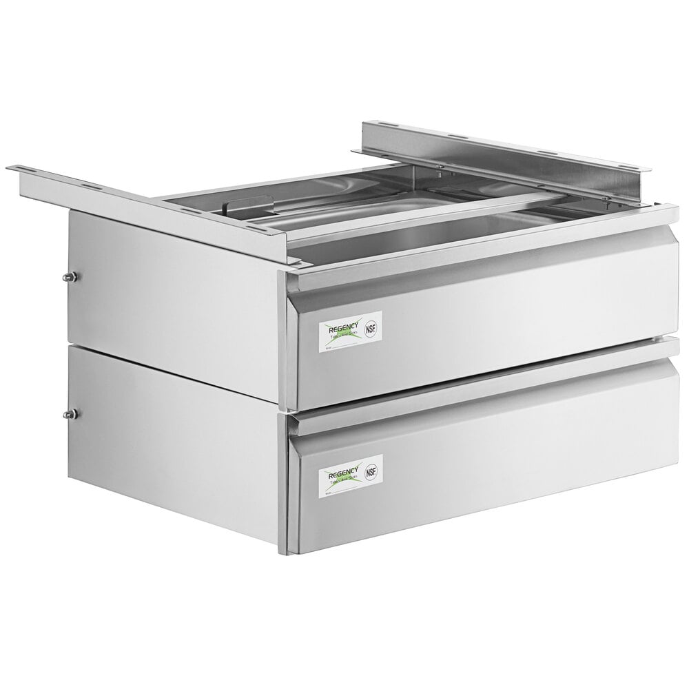 Regency 20 inch x 15 inch x 5 inch Double-Stacked Drawer Set with Stainless Steel Front