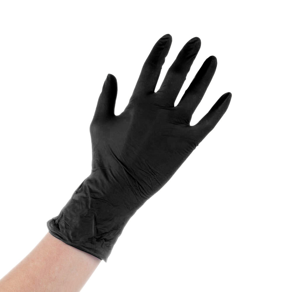 Lavex Powder-Free Disposable Black Hybrid 3.5 Mil Thick Gloves
