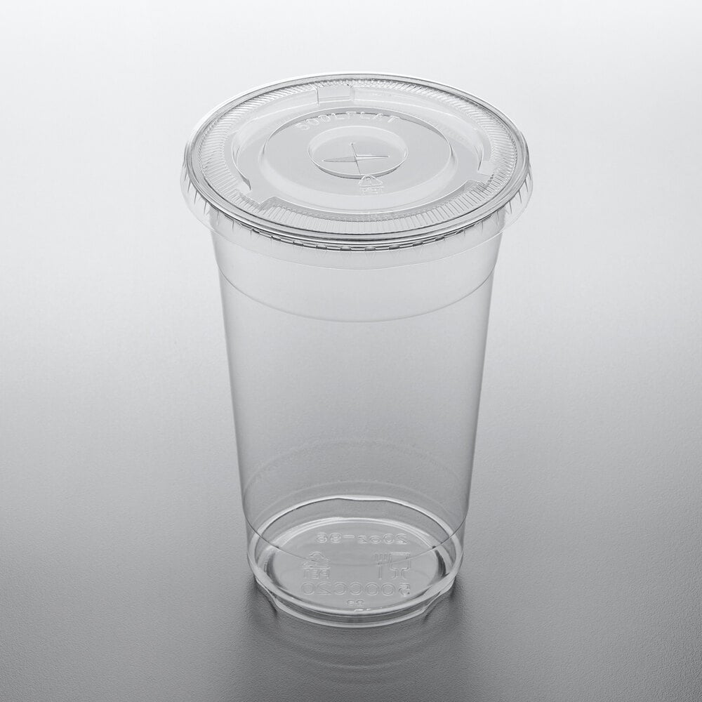 Choice 20 oz. Clear PET Plastic Cup with Flat Lid 50/Pack