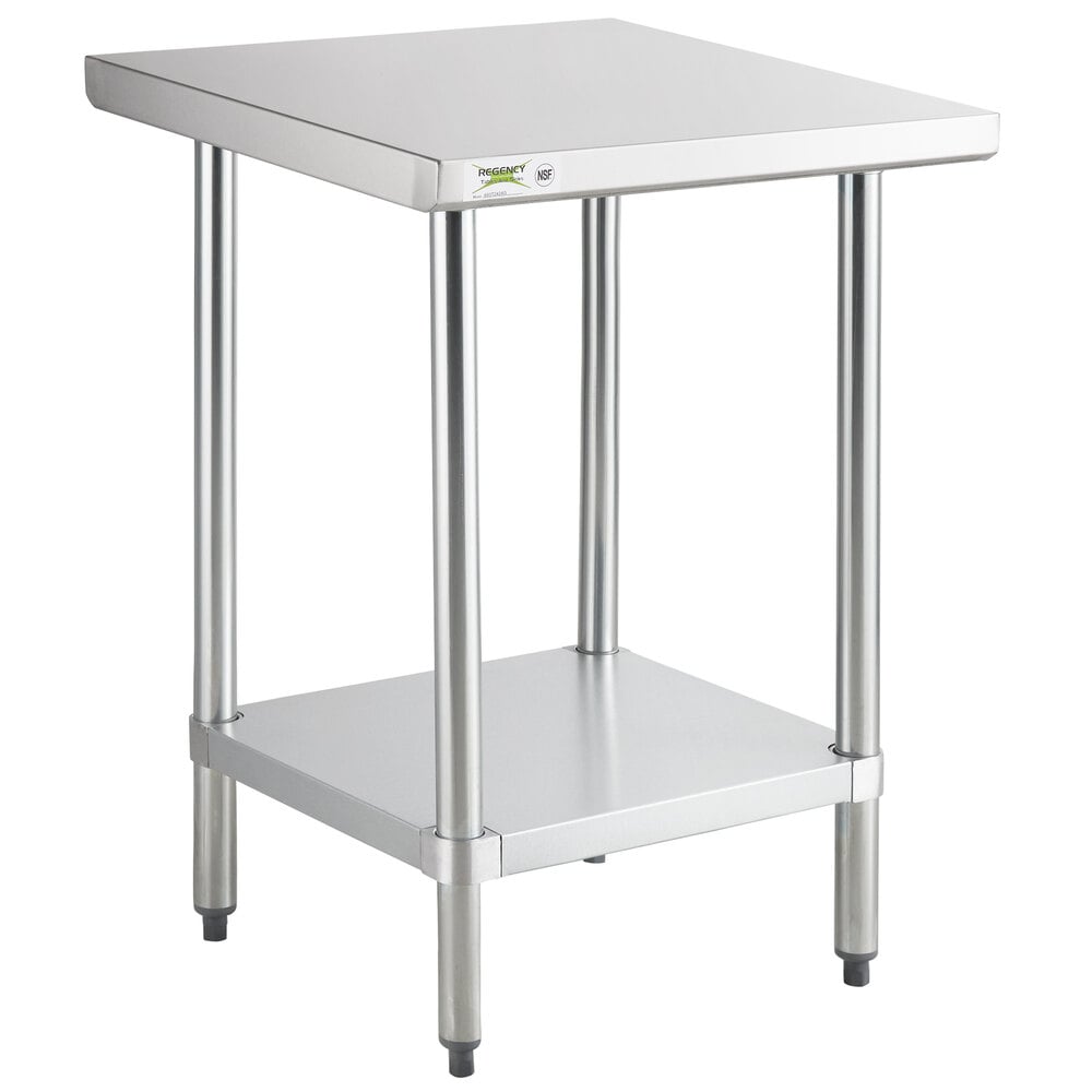 Regency 24 inch x 24 inch 18-Gauge 304 Stainless Steel Commercial Work Table with Galvanized Legs and Undershelf