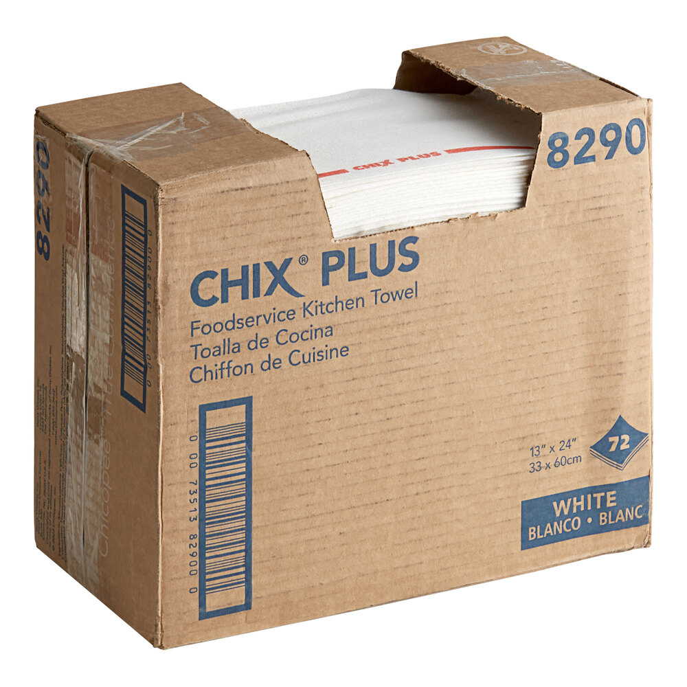 Chicopee 8290 Chix® 13" x 24" White / Red HeavyDuty Foodservice Towel