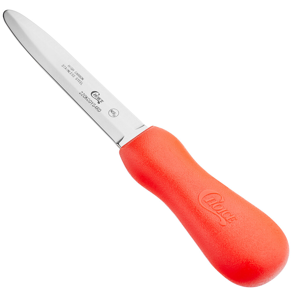Choice 4" Galveston Style Oyster Knife with Red Handle