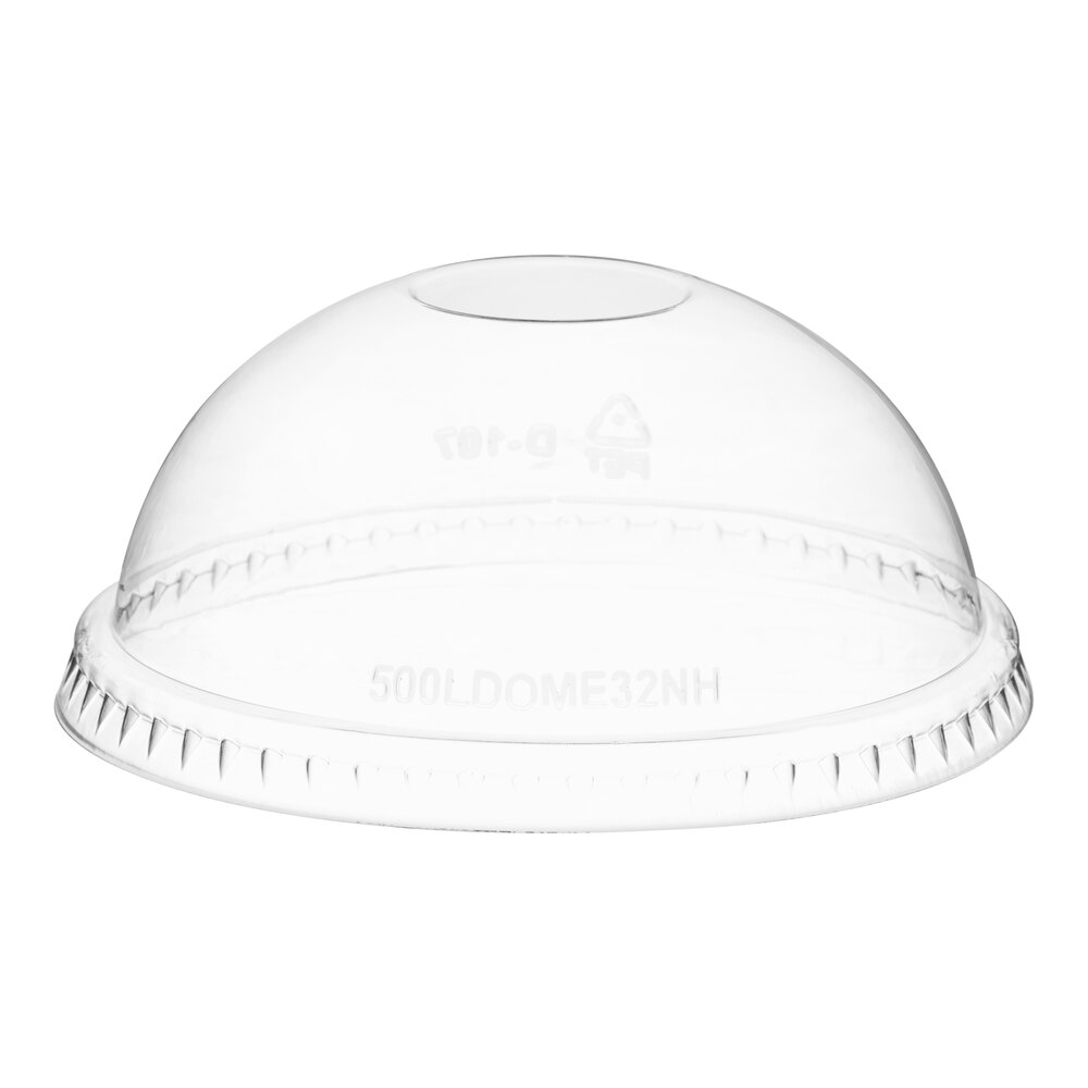 Choice 32 oz. Clear Plastic Dome Lid with No Hole 50/Pack