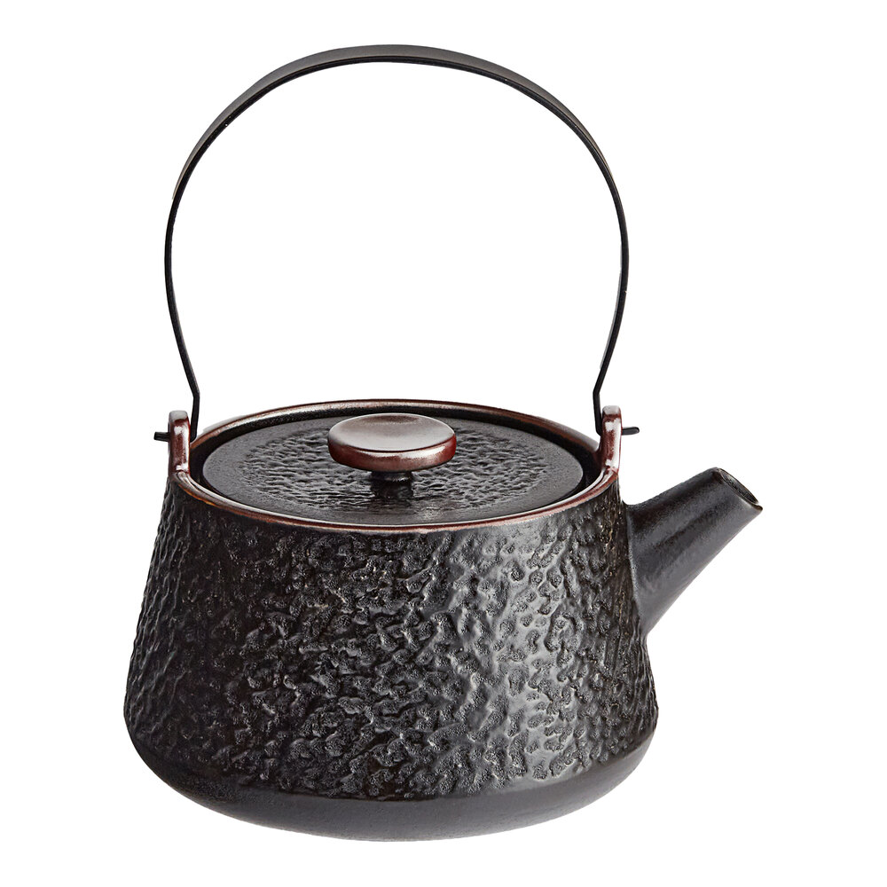 Tin Coffee / Tea Pot with Lid and Long Spout, Rustic-Black - 11 Tall -  Birch Maison
