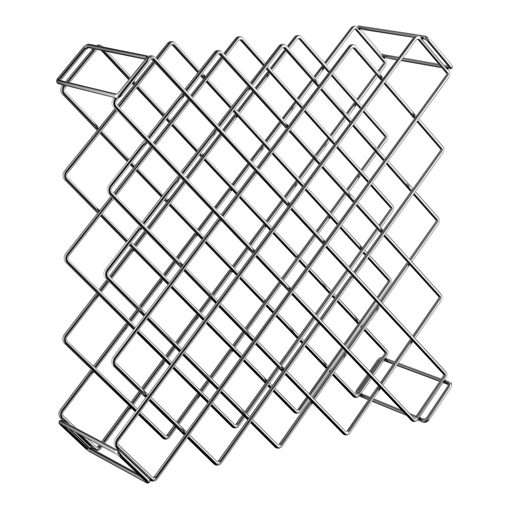 A chromate finish wire wine rack module designed to hold up to 45 bottles.