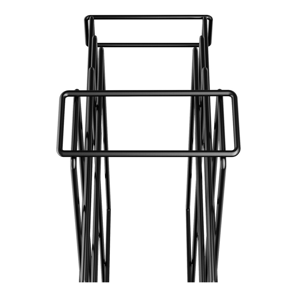 A black wire wine rack module designed to hold up to 45 bottles.