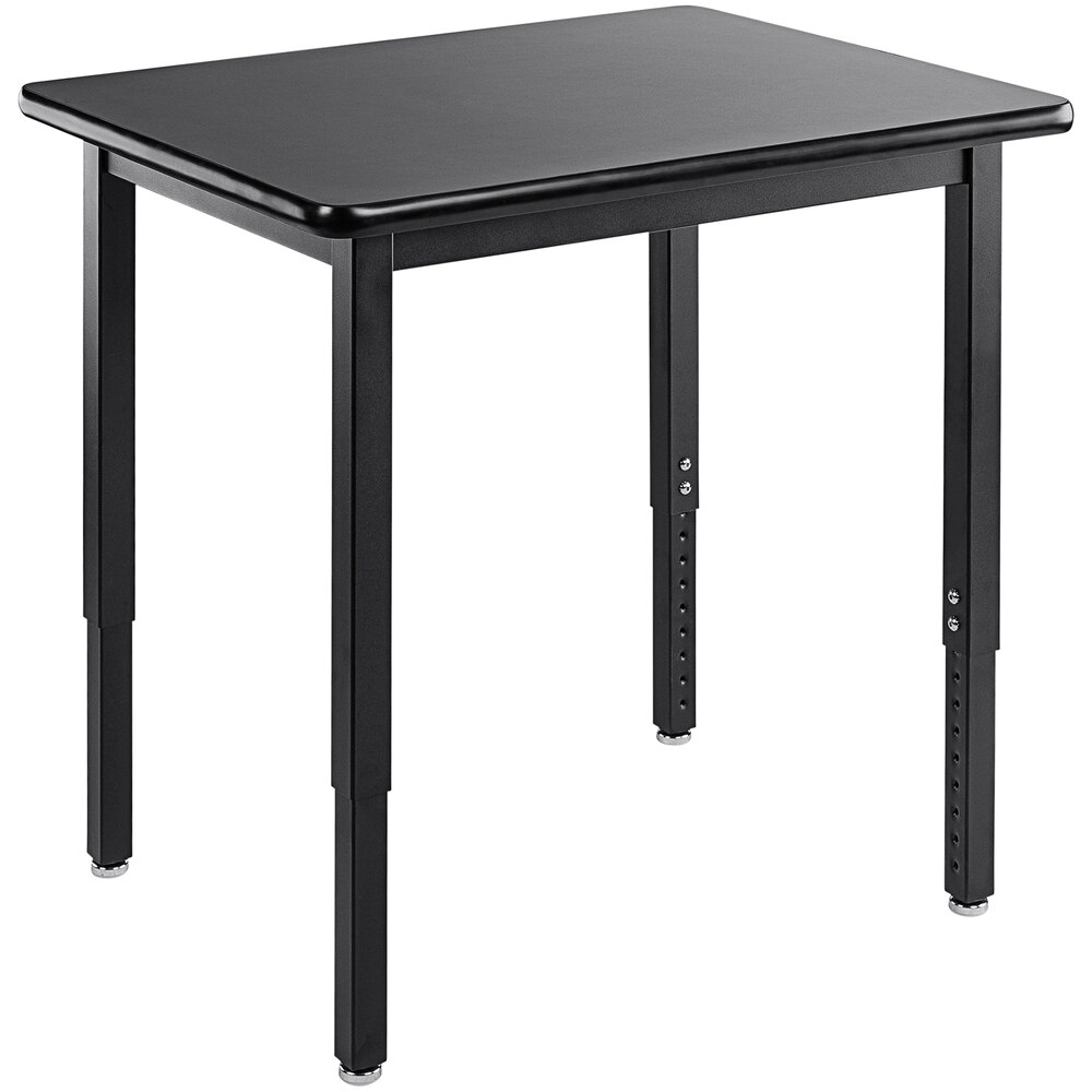 National Public Seating 24" x 30" Height Adjustable Black Steel Science