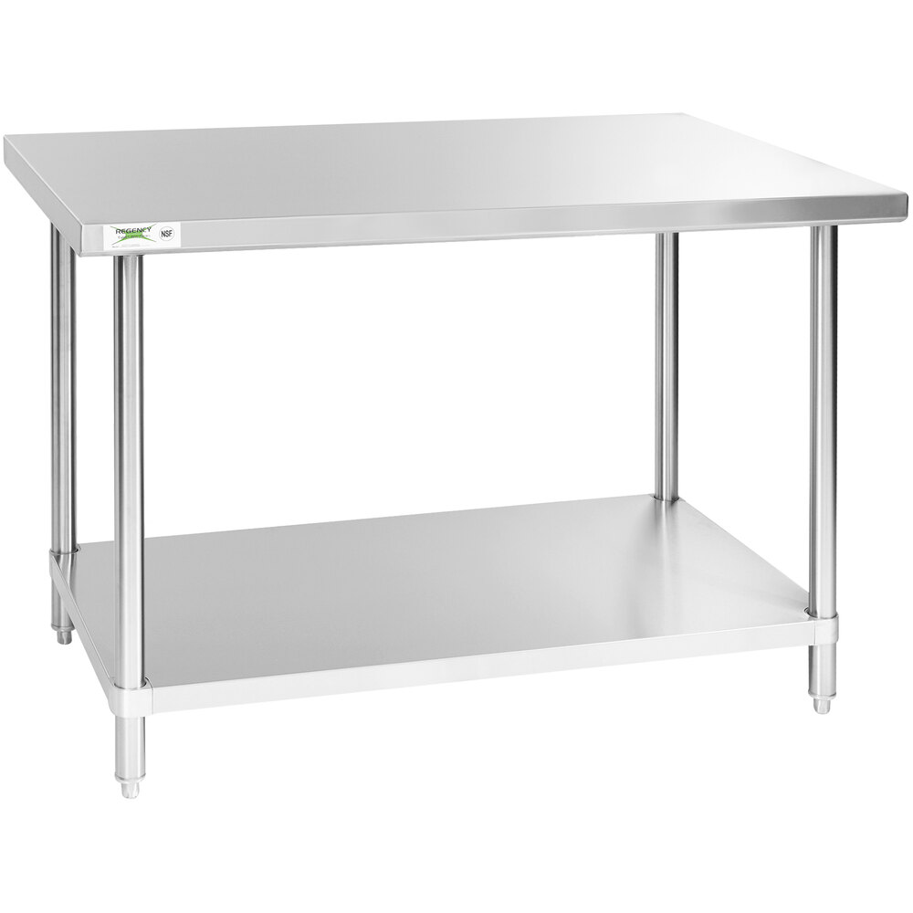 Regency 30 inch x 48 inch 16-Gauge 304 Stainless Steel Commercial Work Table with Undershelf