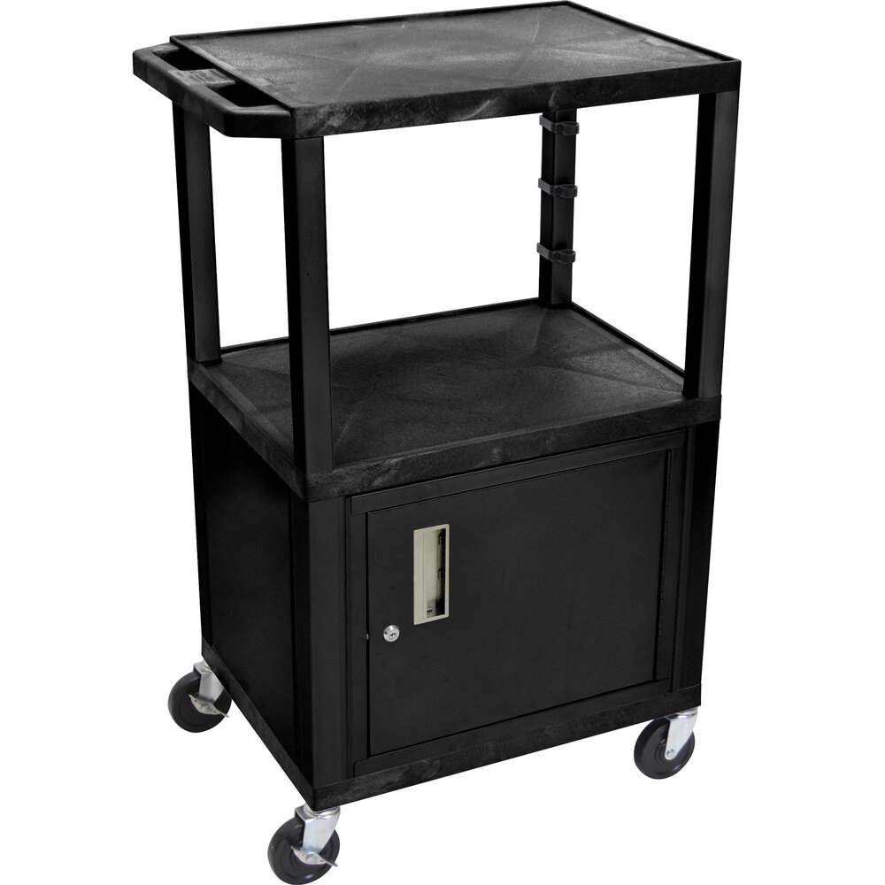 Luxor WT2642C2E Black Tuffy Two Shelf Adjustable Height A/V Cart