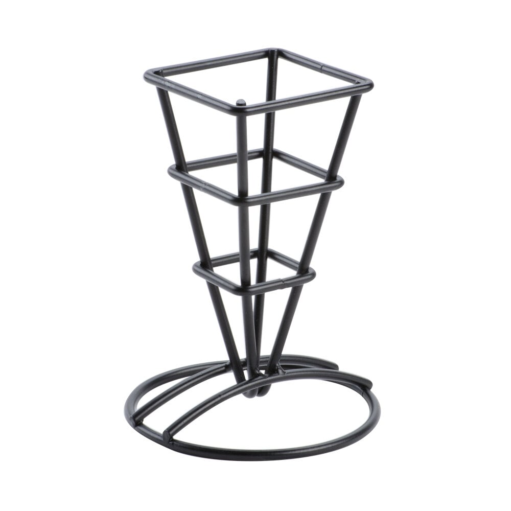 American Metalcraft SQFBBL Square Black Fry Cone Holder 2 1/2" x 3 5/
