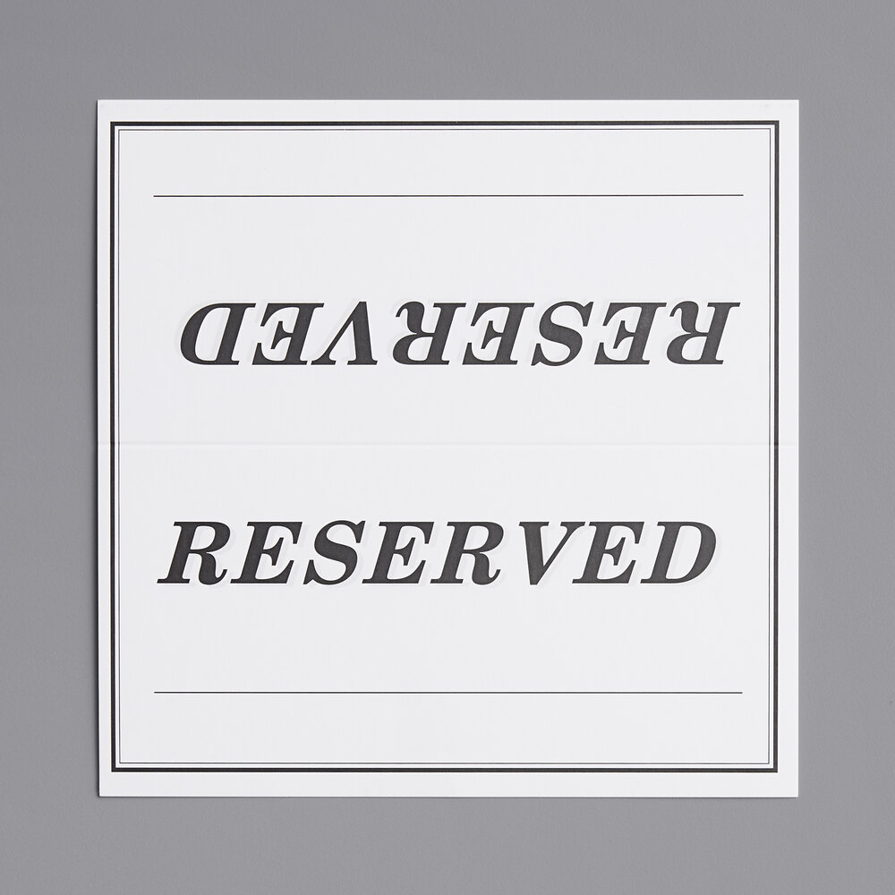 choice 6" x 3" double sided "reserved" table tent sign 250/pack choice 6" x 3"