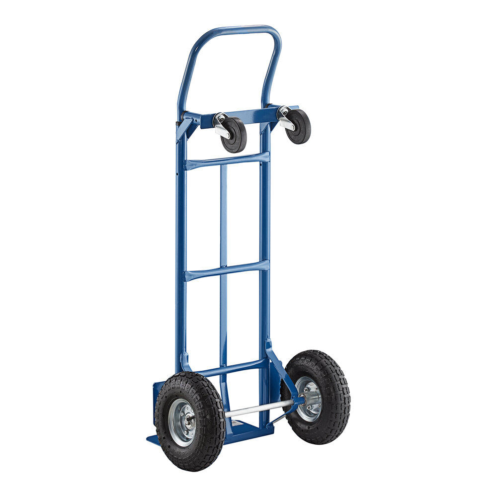 500 lb. Blue 2-in-1 Convertible Hand Truck with 10