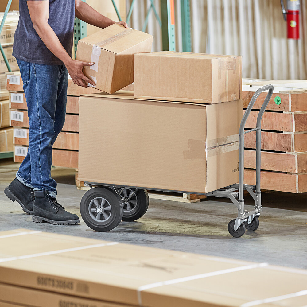 500 lb. Gray 2-in-1 Convertible Hand Truck With 10