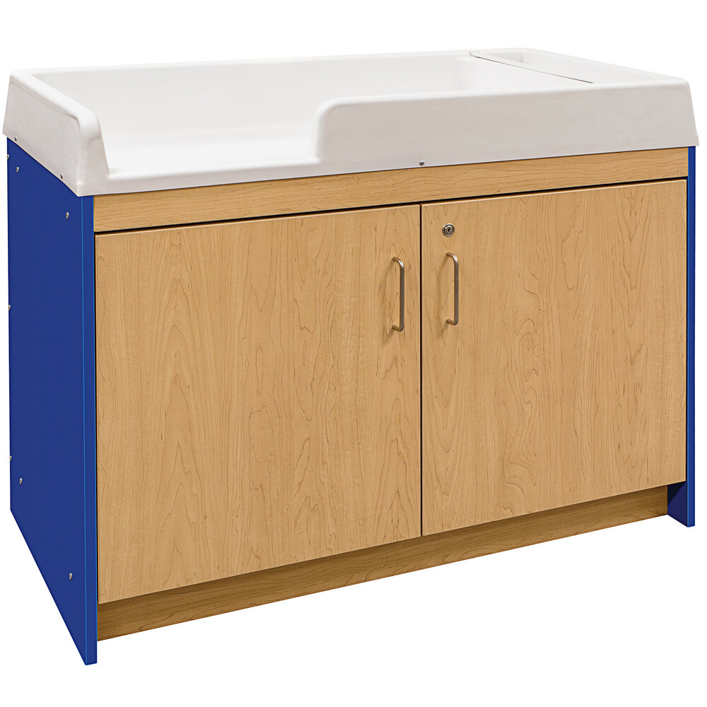 Tot Mate TM8530A.S3322 Royal Blue and Maple Laminate Infant Changing Table 47" x 23 1/2" x 37 1/2"