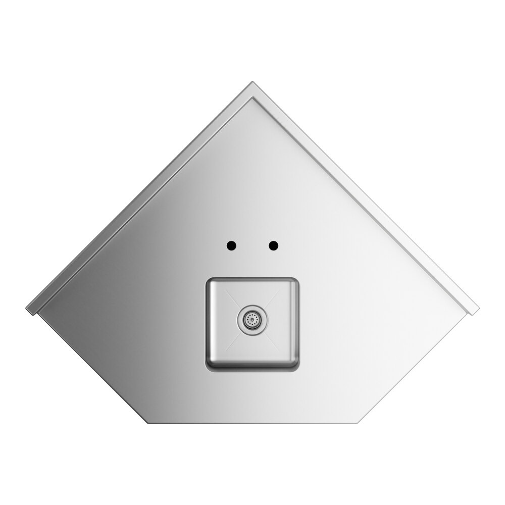 A silver square object with a hole in it.