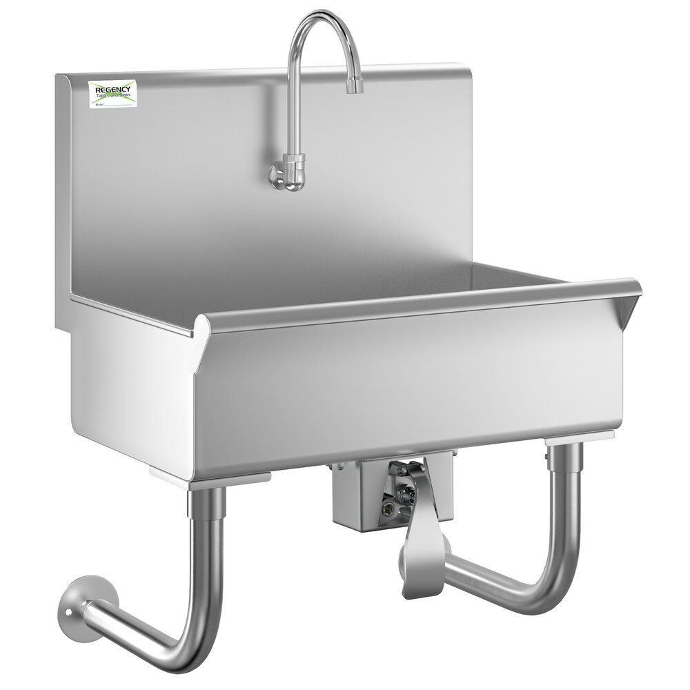 Regency 24 inch x 17 1/2 inch Single-Hole Hand Sink with Knee Operated Faucet