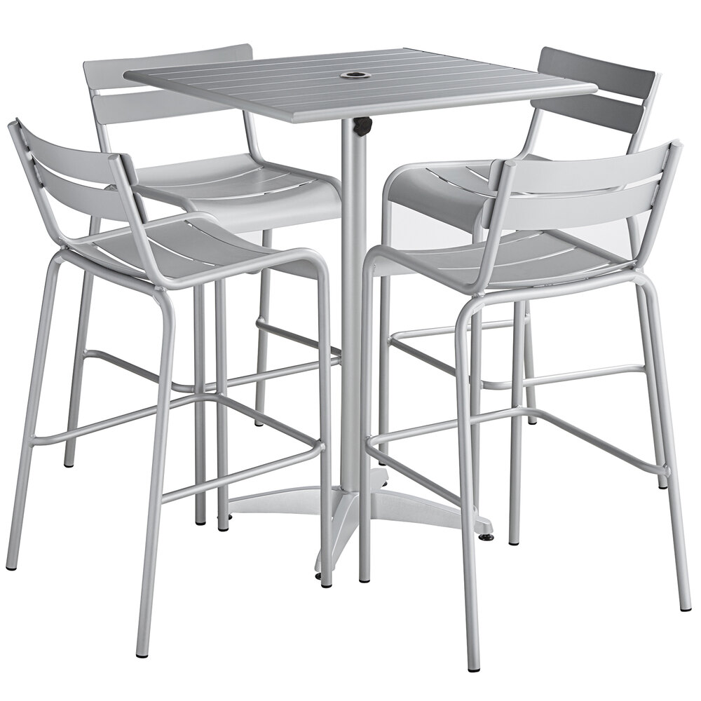 Lancaster Table & Seating 32" x 32" Silver Powder-Coated Aluminum Bar ...