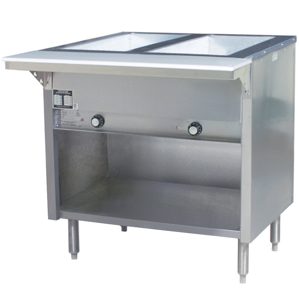 Eagle Group HT2OBE Spec Master Series Electric Steam Table with Enclosed Base Two Pan Open