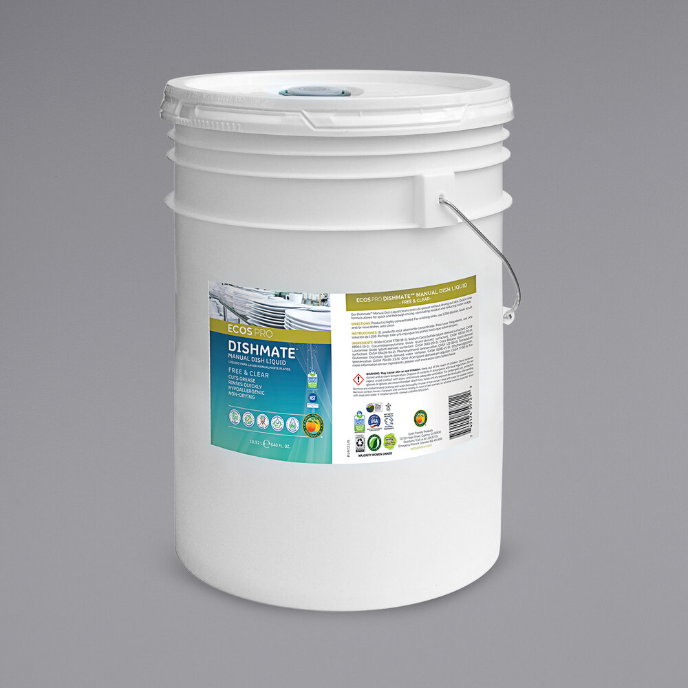 ECOS PRO Dishmate Manual Dishwashing Liquid, Free & Clear, 5 Gallon Pail