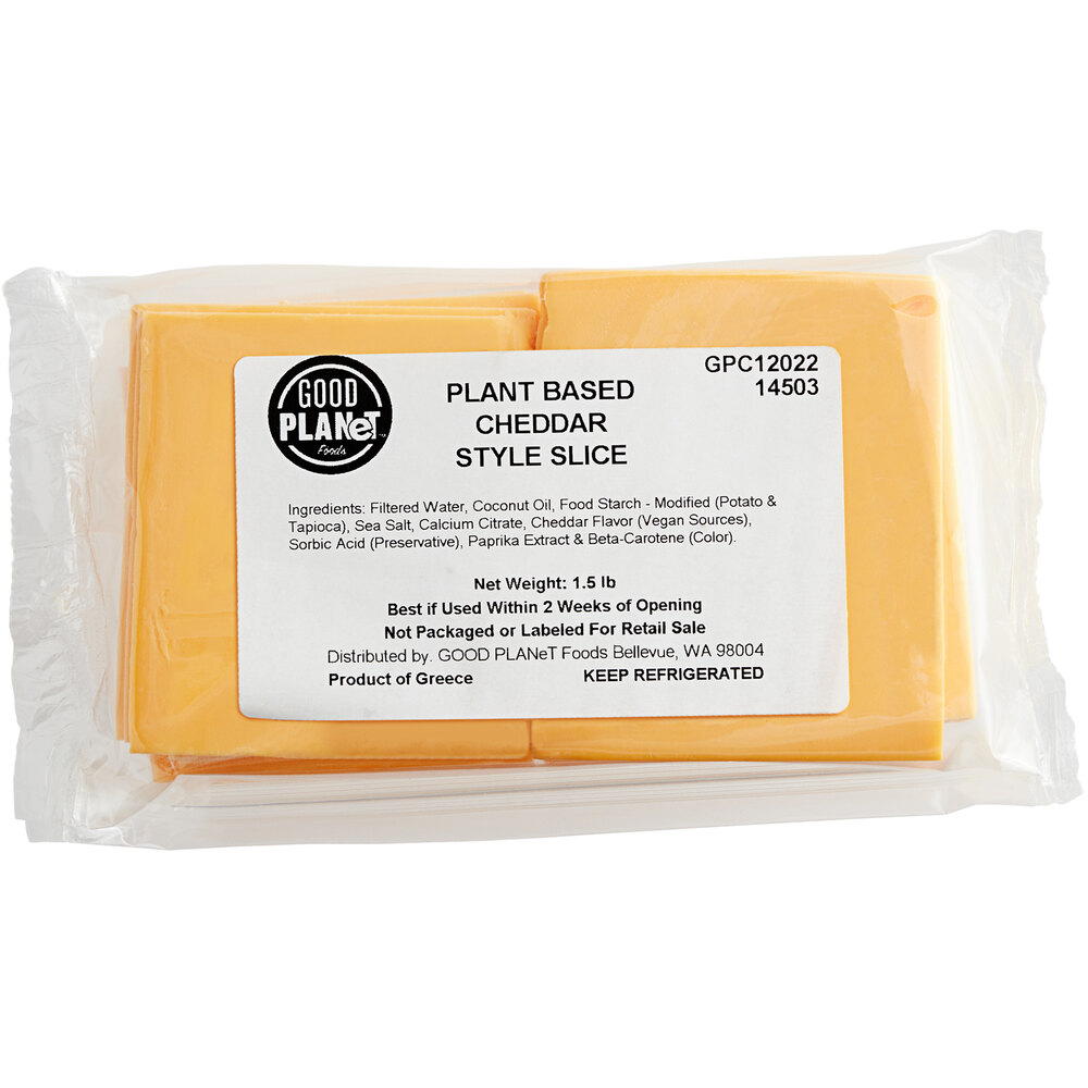 GOOD Vegan Cheddar Cheese Slices (1.5 lb.) 6/Case