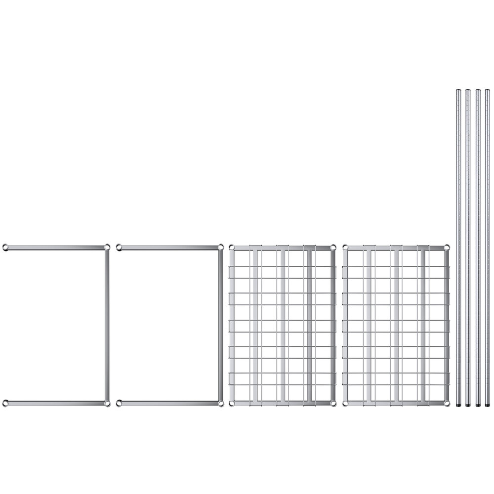 A close-up of a metal grid with metal bars.