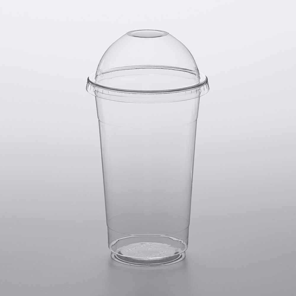 Choice 20 oz. Clear PET Plastic Cold Cup with Dome Lid with No Hole