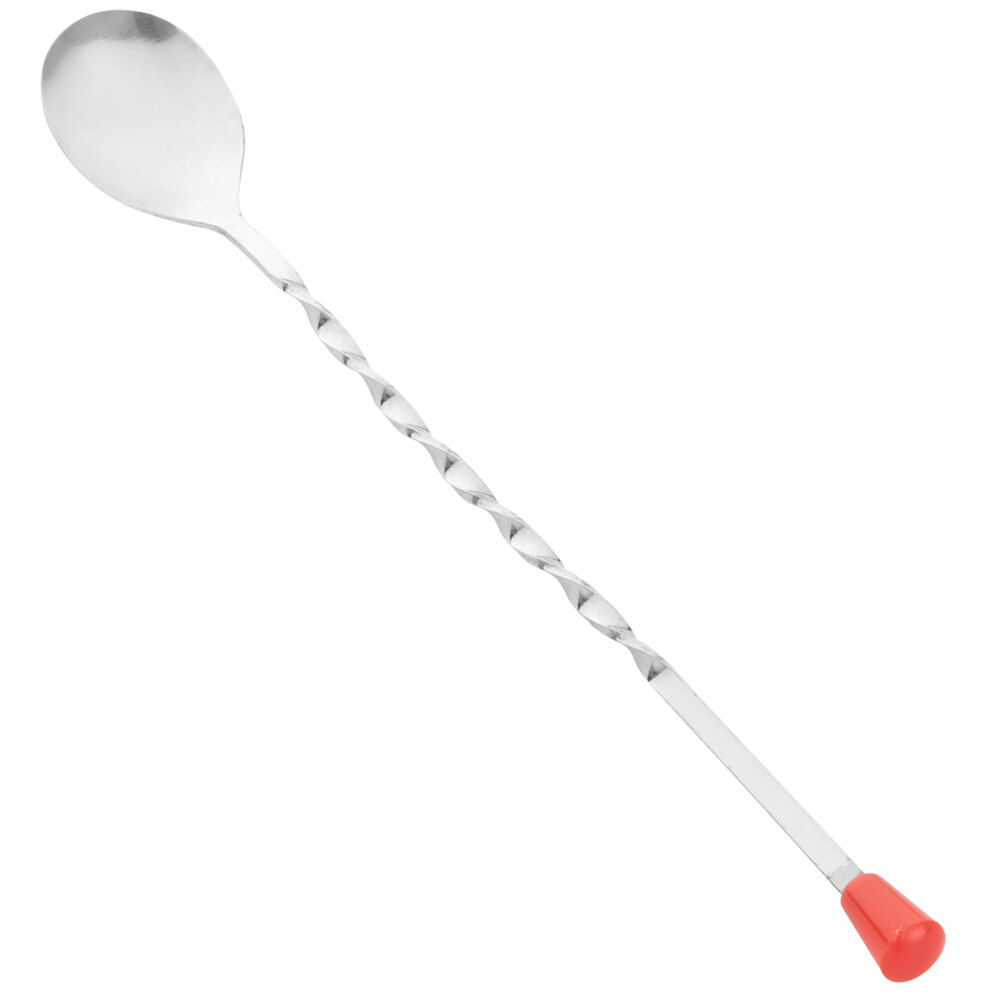 American Metalcraft 511K 11" Stainless Steel Twisted Bar Spoon with Red