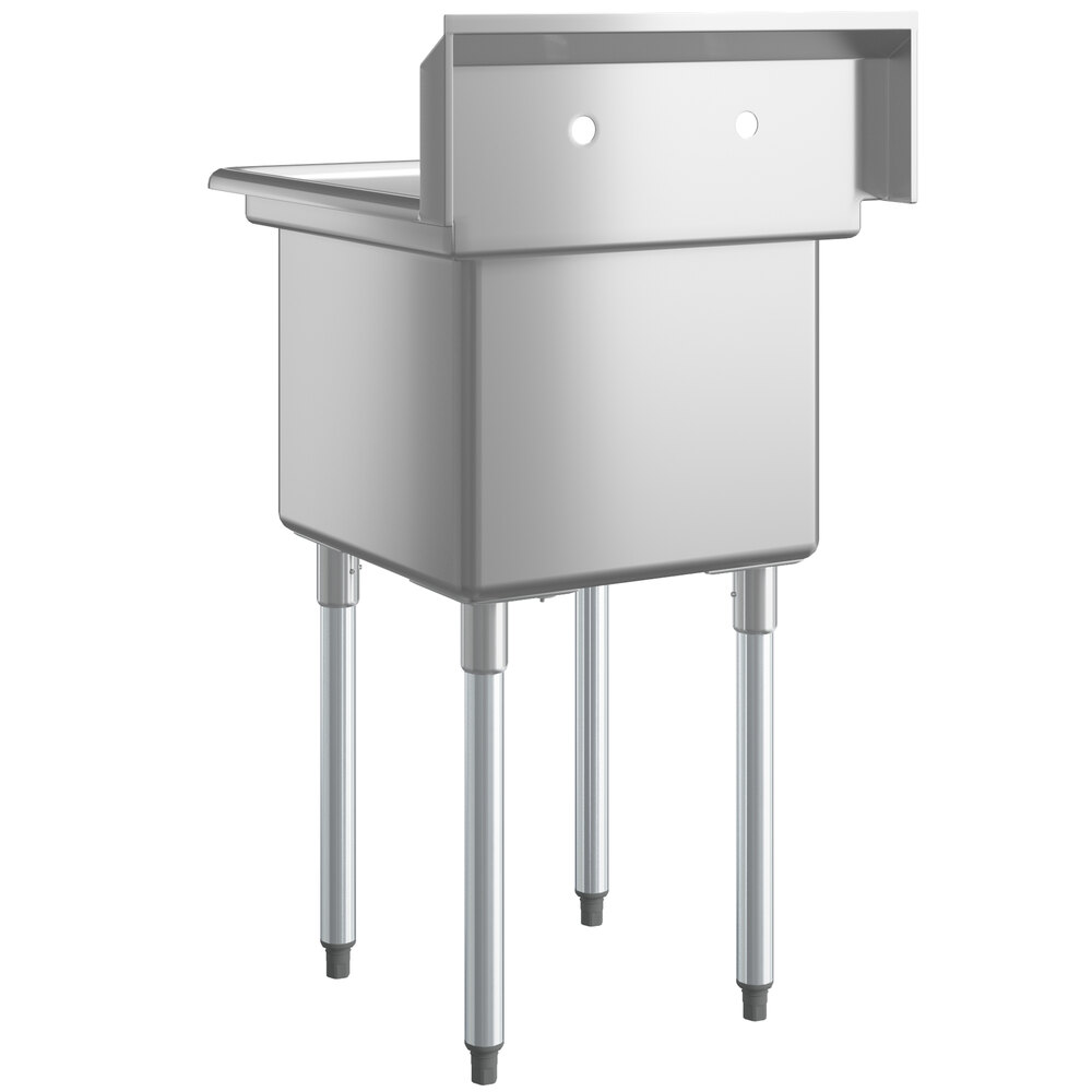 A Regency stainless steel 1 compartment sink with galvanized legs.