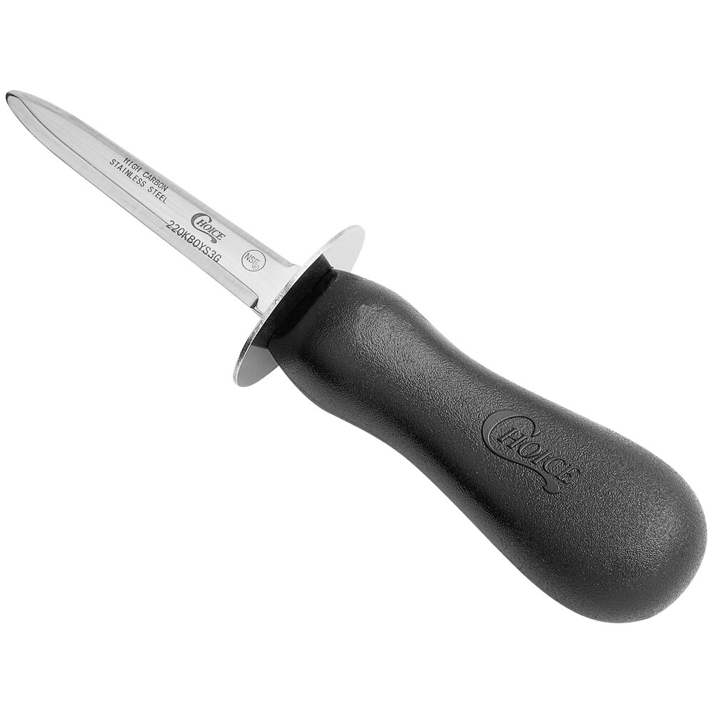 Choice 3" Boston Style Oyster Knife with Guard and Black Hourglass Handle