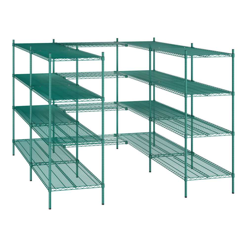 Regency NSF Green Epoxy 7' x 9' Walk-In 4-Tier Shelving Unit Kit