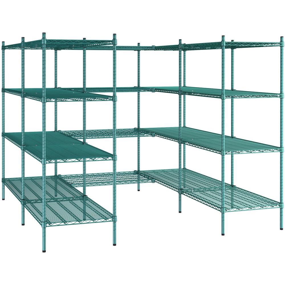 Warehouse 21 inch Offices Shop Kitchen Useful at Home Childrens Shelters Garage Restaurants Catering NSF Green Epoxy 4-Shelf Kit with 54 inch x 54 inch posts Basements.