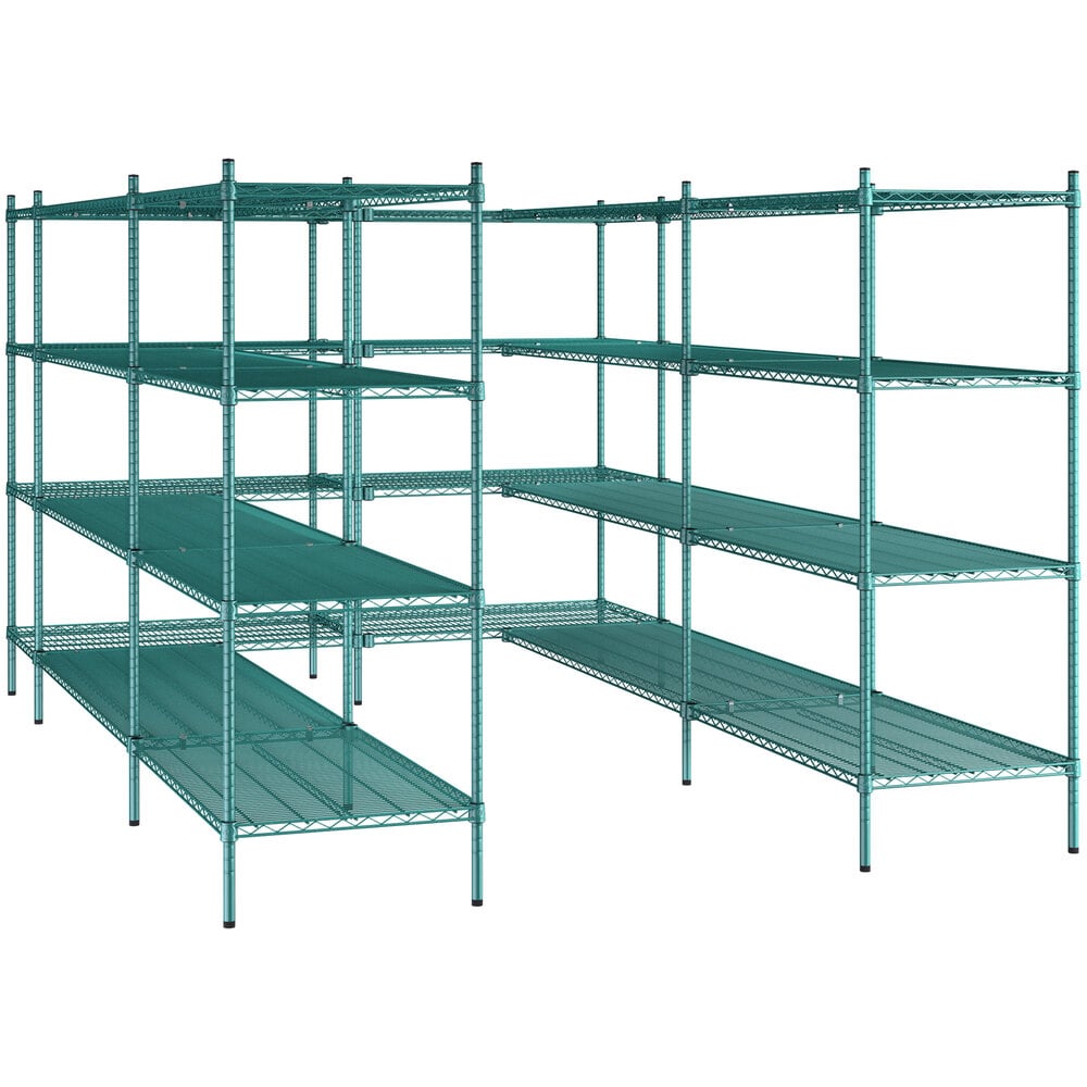 Warehouse 21 inch Offices Shop Kitchen Useful at Home Childrens Shelters Garage Restaurants Catering NSF Green Epoxy 4-Shelf Kit with 54 inch x 54 inch posts Basements.