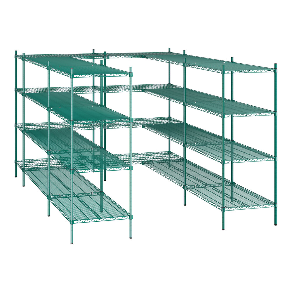 Regency NSF Green Epoxy 7' x 11' Walk-In 4-Tier Shelving Unit Kit