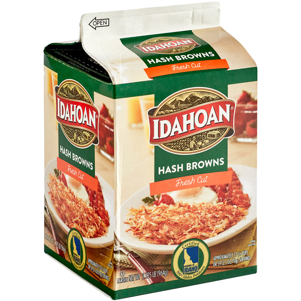 Idahoan Shreds Fresh Cut Hash Browns with Seasoning 2.125lb Carton 6/Case