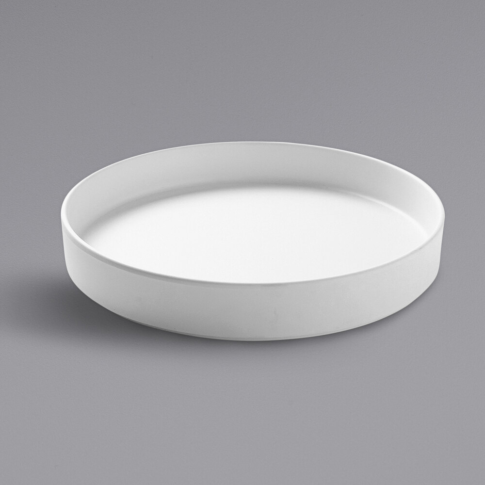 CalMil 220171015 Hudson 10" White Raised Rim Melamine Plate