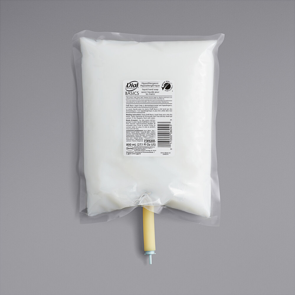 Dial DIA06045 Basics Hypoallergenic 800 mL Liquid Hand Soap Refill 12