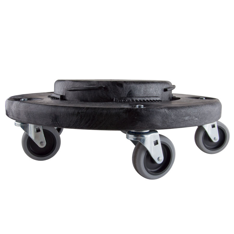 Rubbermaid FG26400BLA Twist On/Off Round Dolly for BRUTE Containers Black for sale online 
