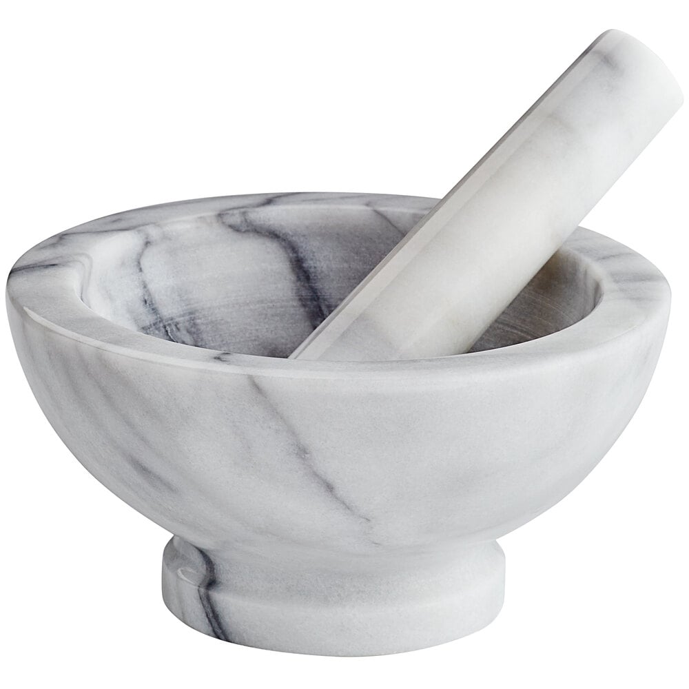 Fox Run 3837 8" White Marble Mortar and Pestle Set