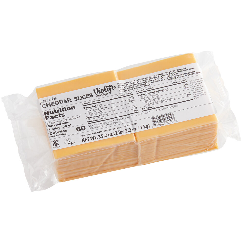 Violife Cheddar Cheese Slices (2.2 lb, Vegan) 5/Case