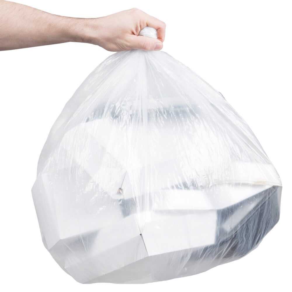 32-33 Gal. Clear Trash Bags, 1.5 Mil, 33x39