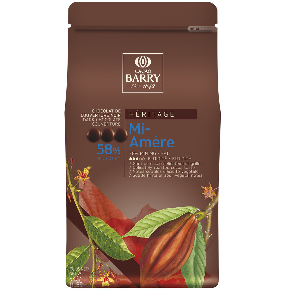 Cacao Barry Heritage MiAmere Dark Chocolate Pistoles 11 lb.