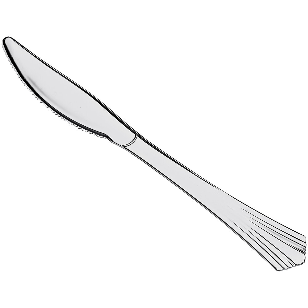 Silver Plastic Disposable Steak Knives-360 Per Case