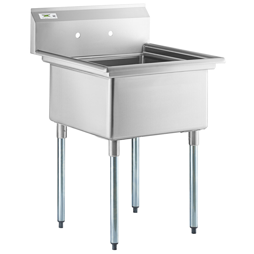 Regency 28 inch 16-Gauge Stainless Steel One Compartment Commercial Sink with Galvanized Steel Legs and without Drainboard - 23 inch x 23 inch x 12 inch Bowl