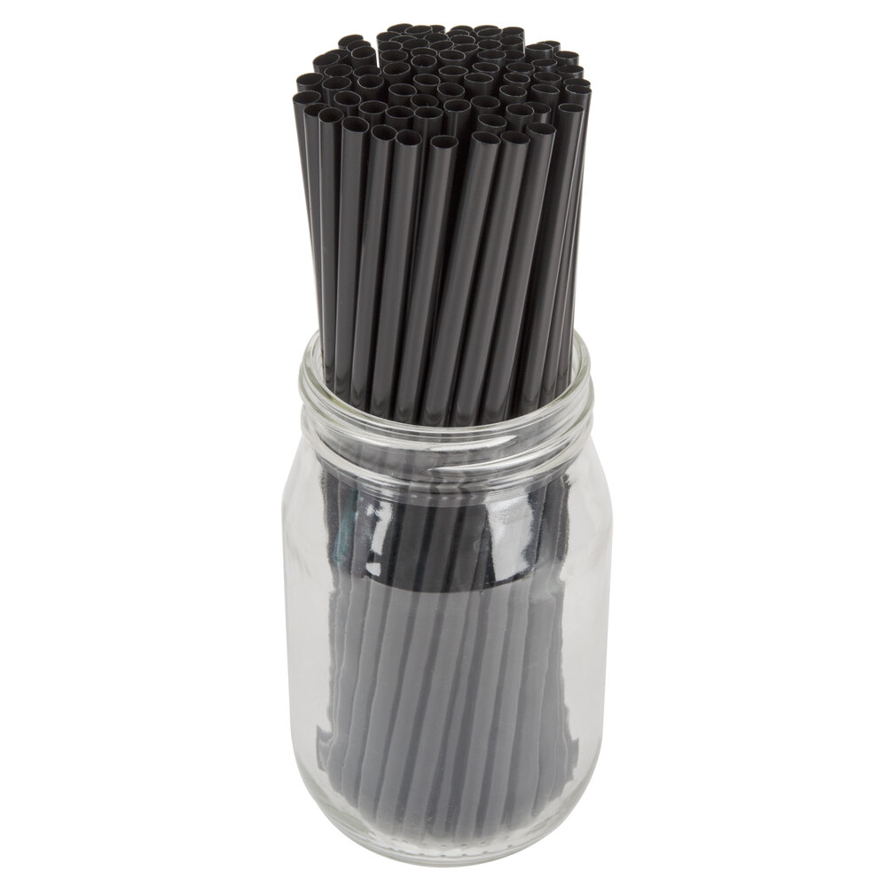 1000 Black Spoon Straws – Disposable Drinking Straws For Slushies, Smoothies & Milkshakes – 8mm, Made In UK