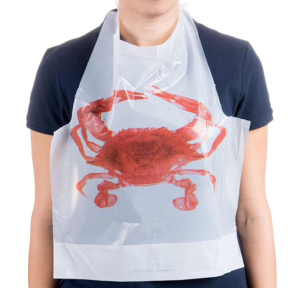 25 PACK OF DISPOSABLE PLASTIC CRAB BIBS FREE SHIPPING 