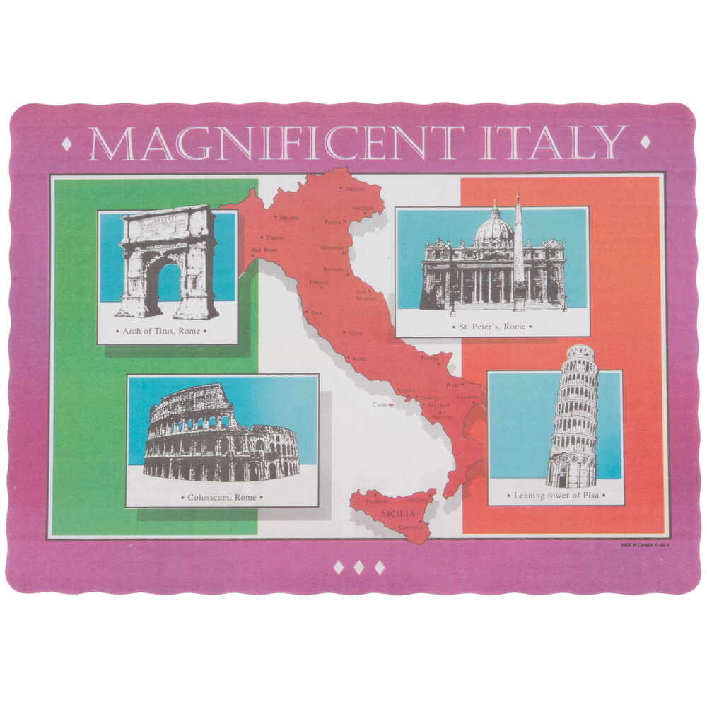 10" x 14" "Magnificent Italy" Colored Paper Placemat 1000/Case